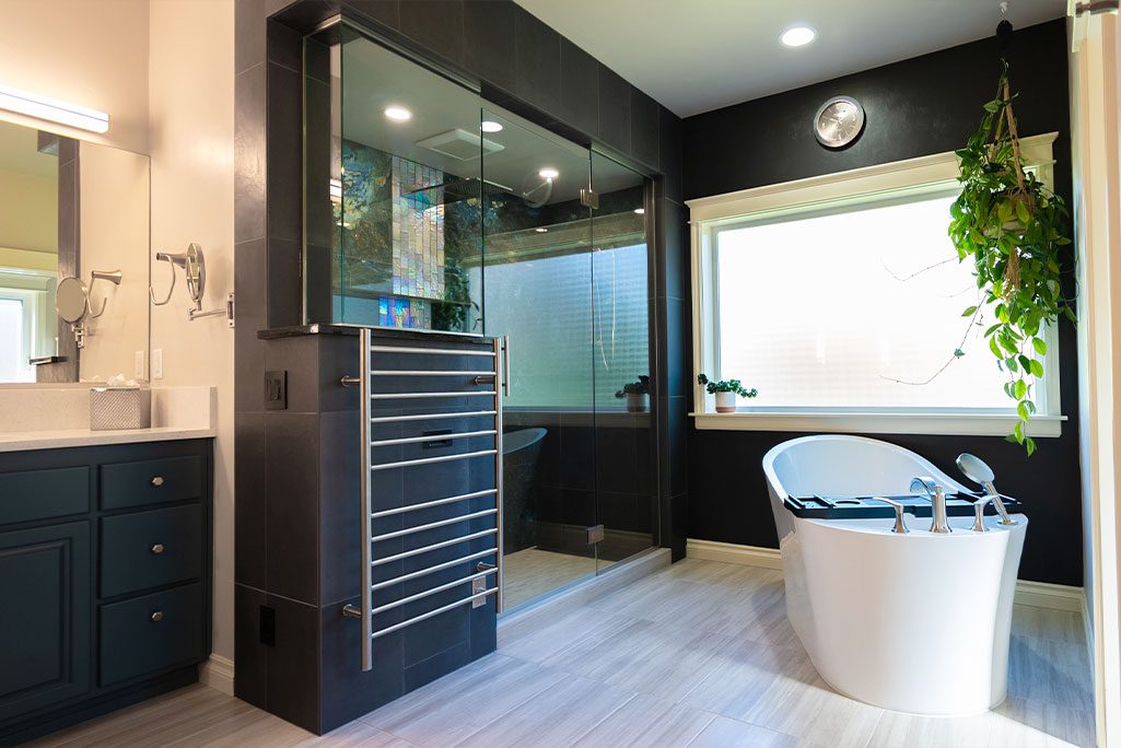 Luxury Master Bathroom Remodel with Freestanding tub and open shower design